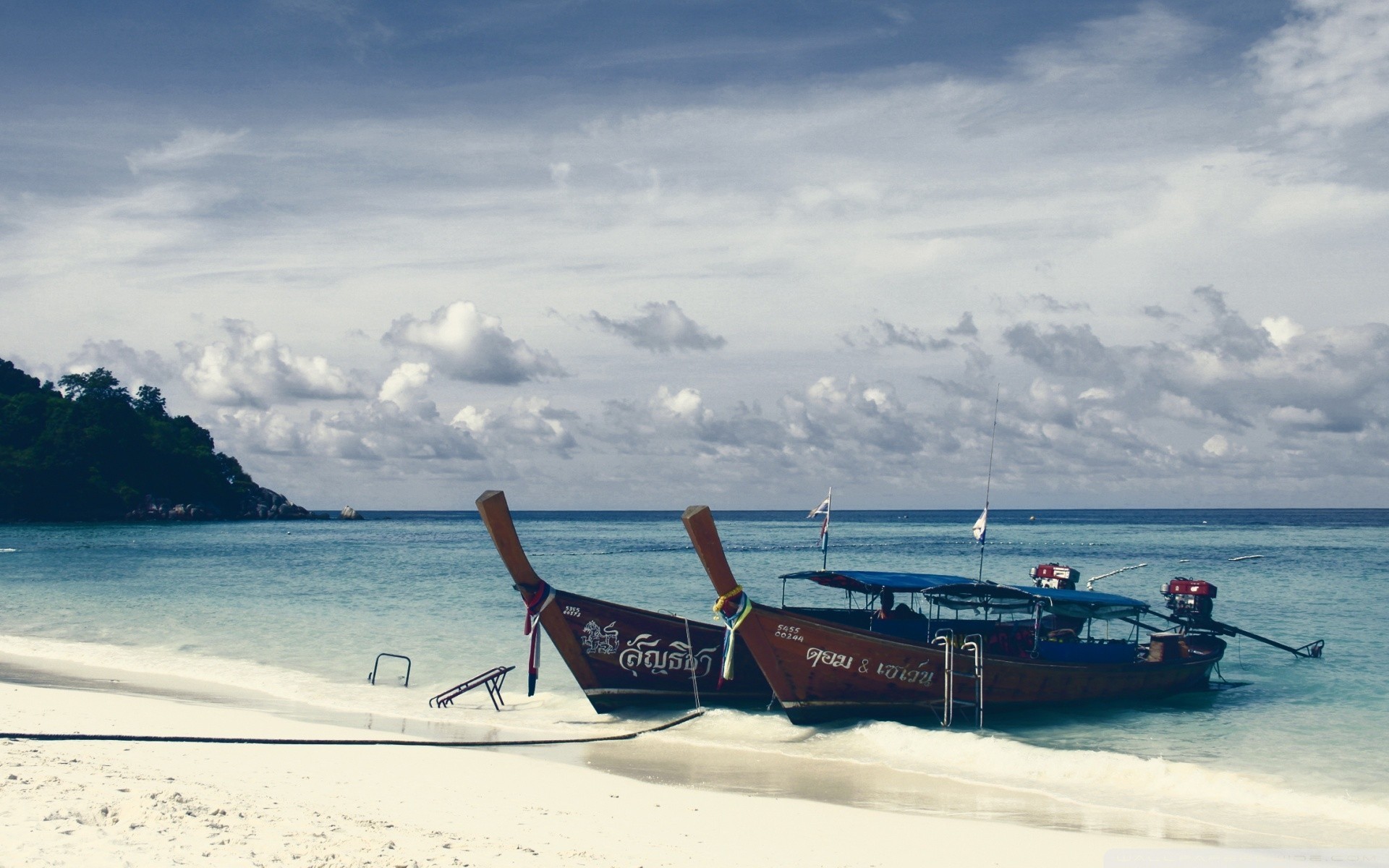 strand landschaft thailand meer boot im sommer