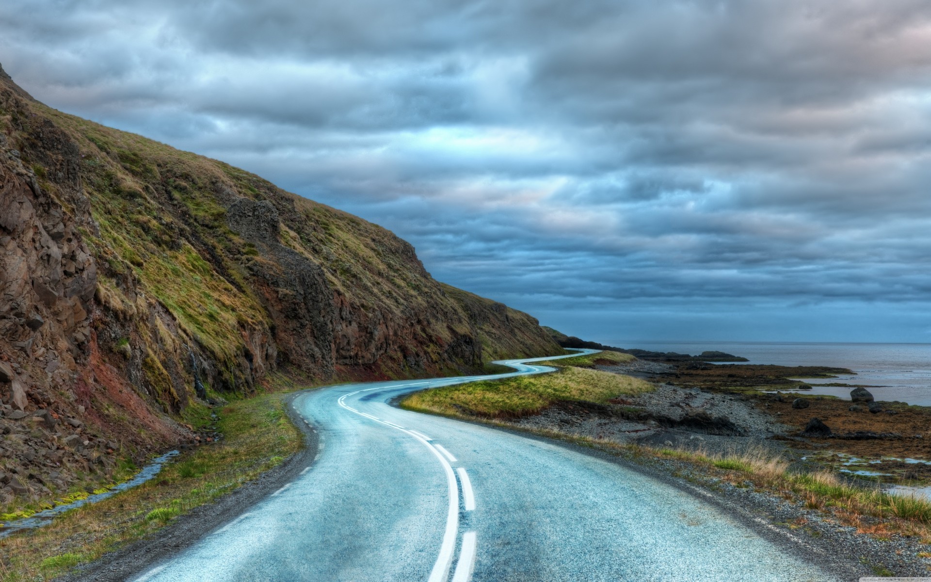 islandia nubes carretera