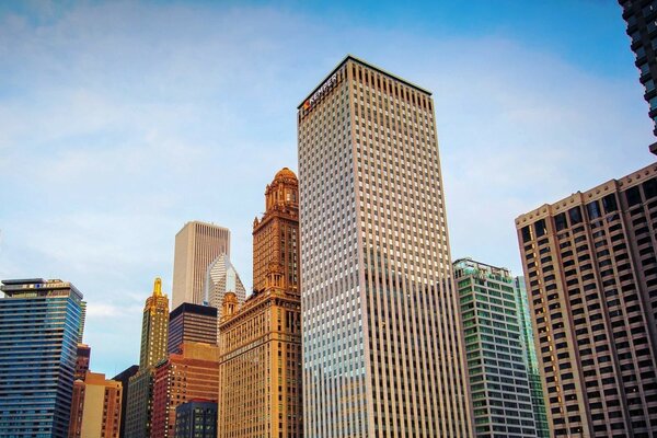 The stone jungle in Chicago where the sky is visible