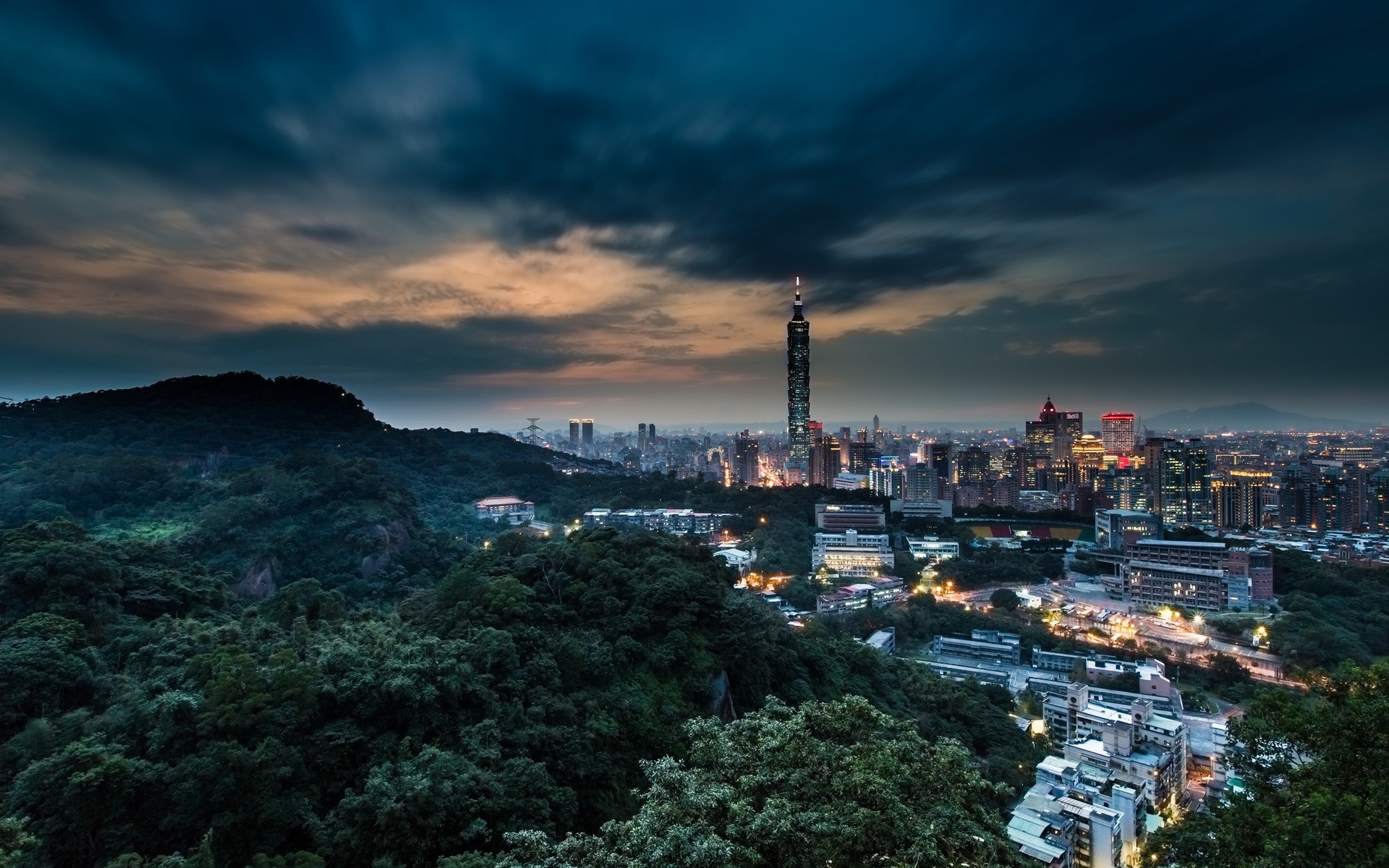 notte oscurità città cina montagne taiwan