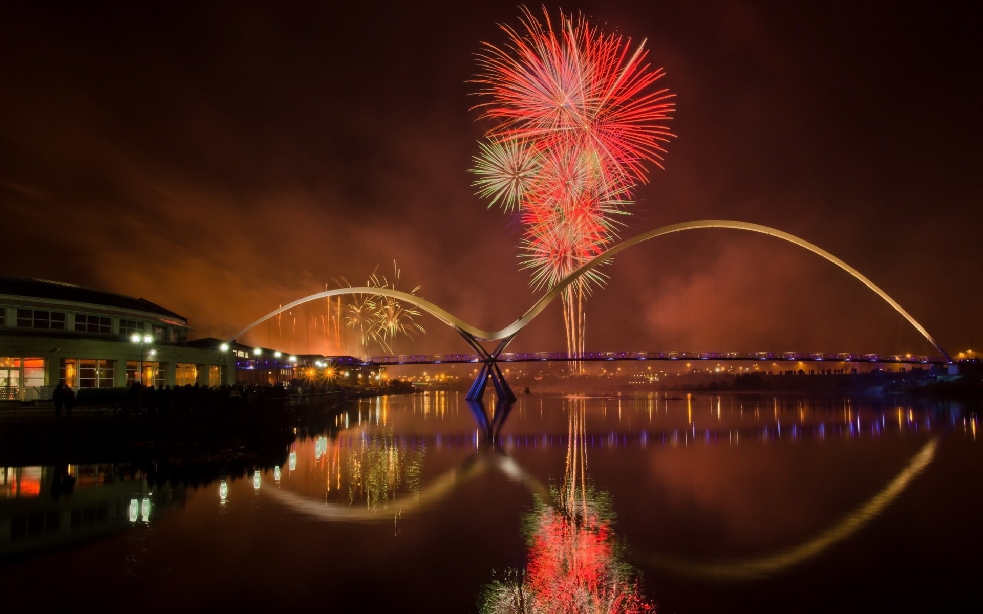 brücke nacht stadt fluss