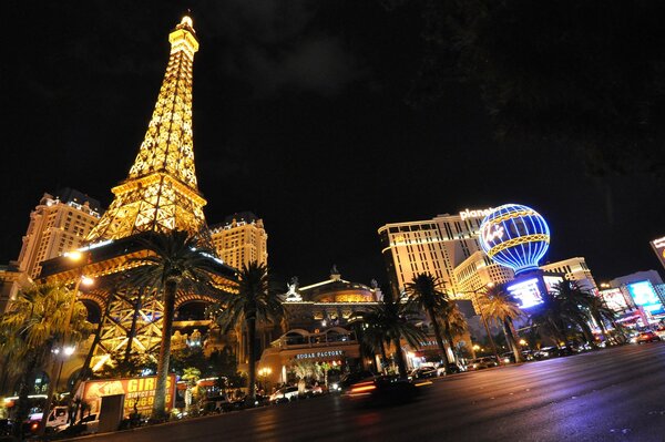 Las Vegas at night shines with all colors and lights