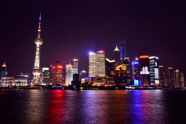 Neon signs of Shanghai at night