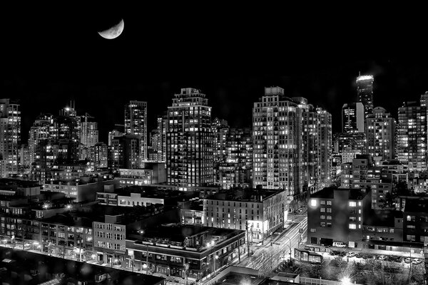 Paisaje blanco y negro de la arquitectura en Canadá