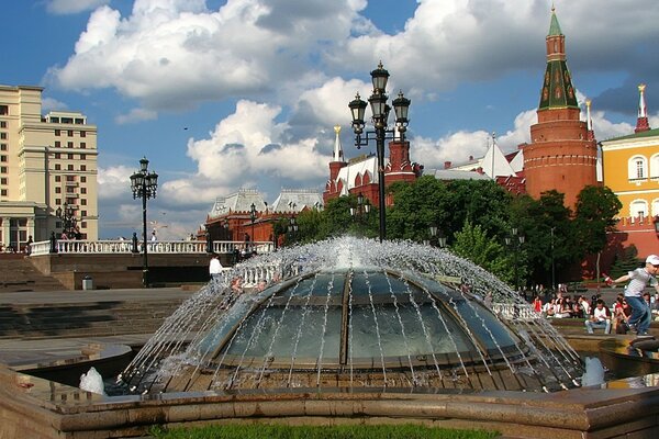 Fountain on Red Square in Moscow