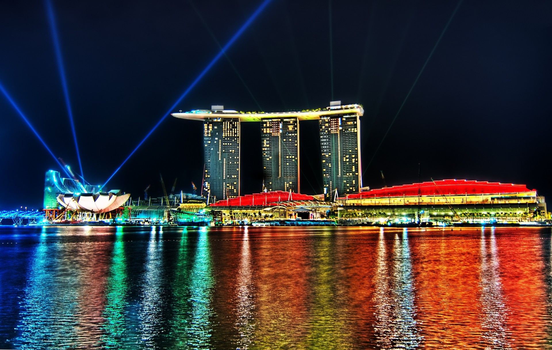 lights light architecture reflection singapore water marina bay marina bay sands casino hotel