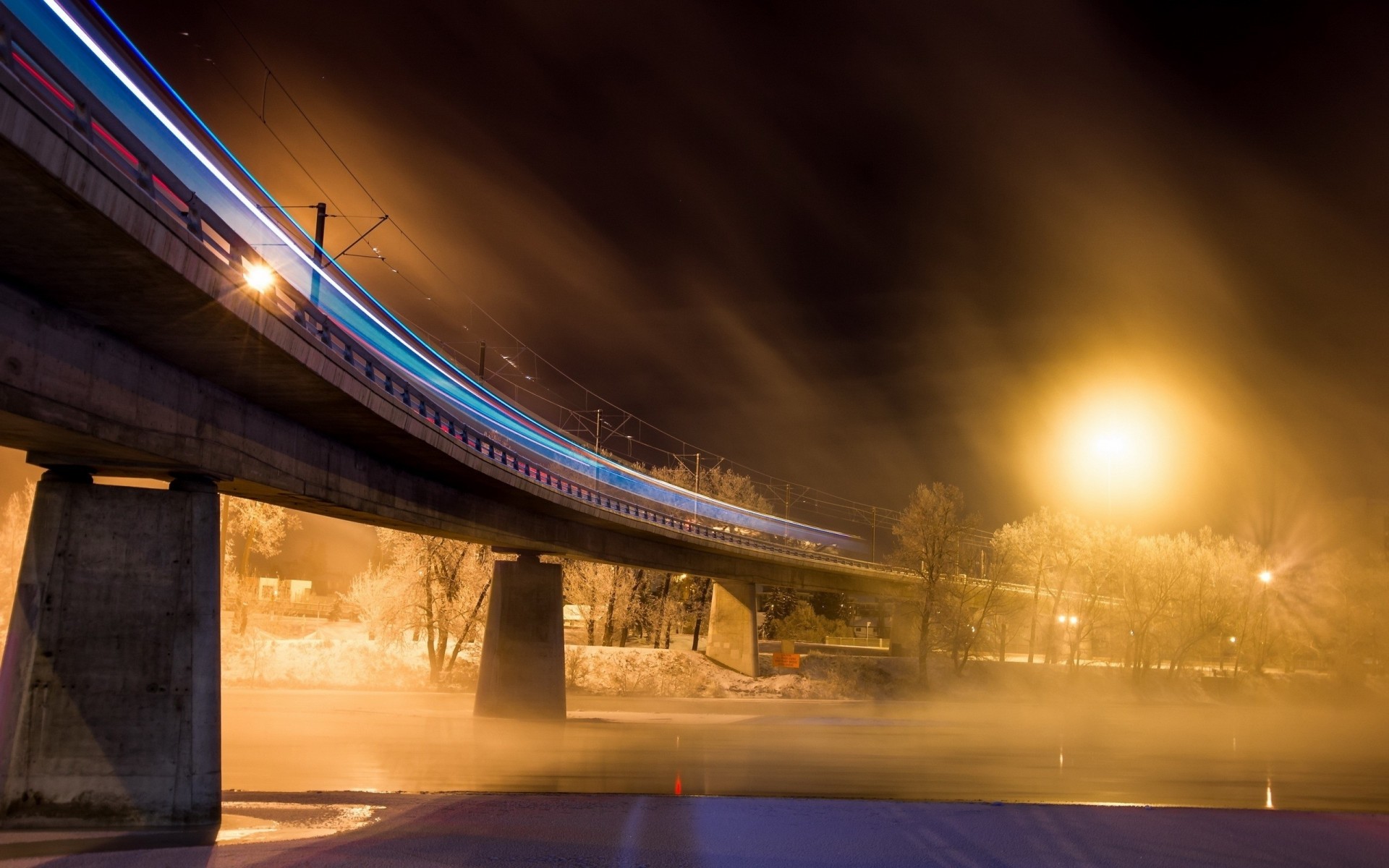 licht nacht brücke stadt