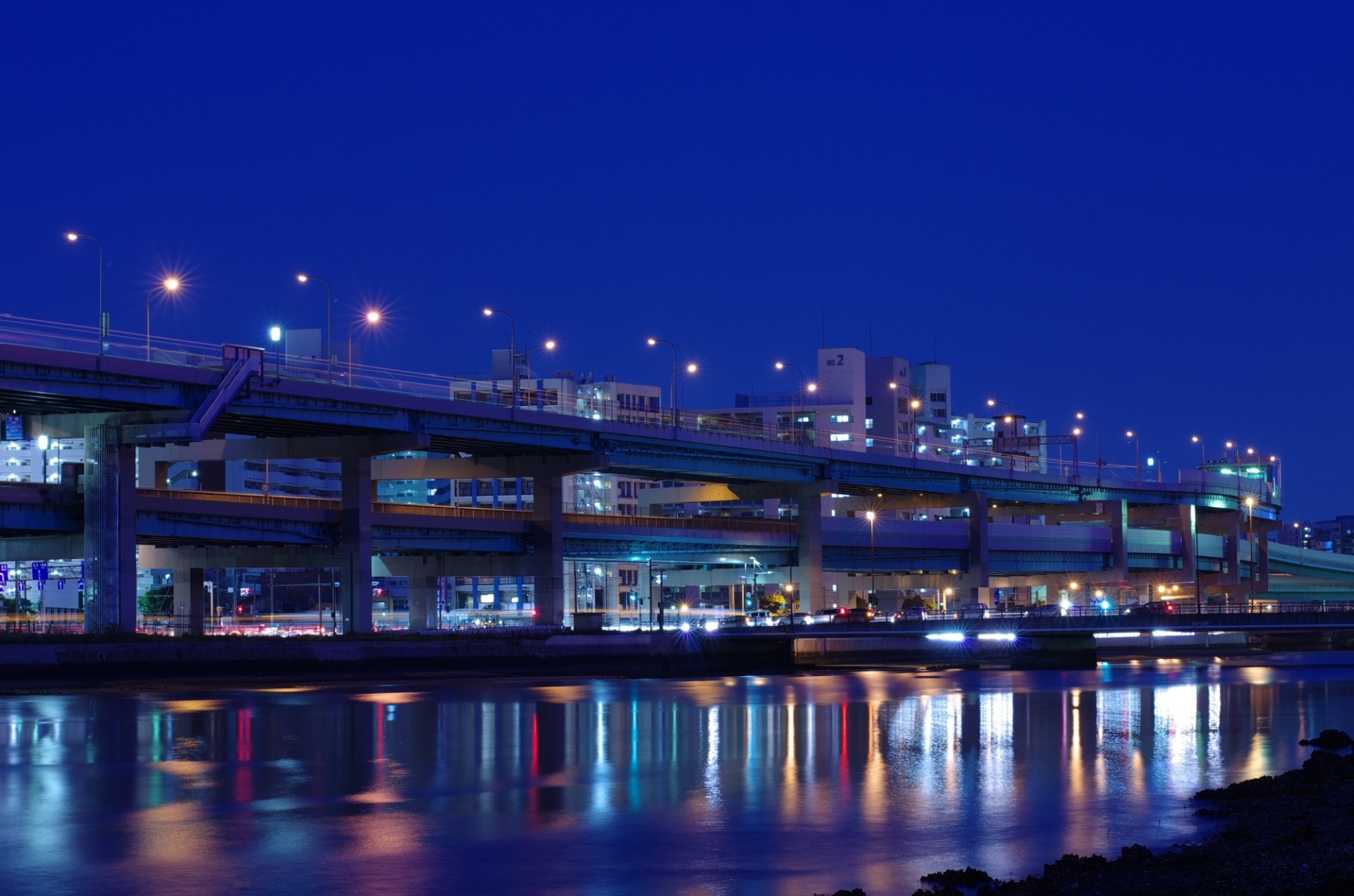 lumières nuit autoroute ville route