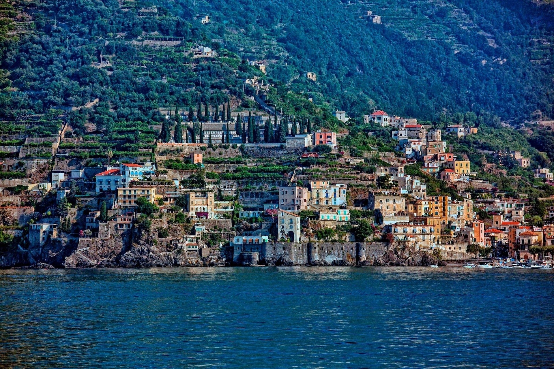 italy gulf of salerno panorama amalfi coast building