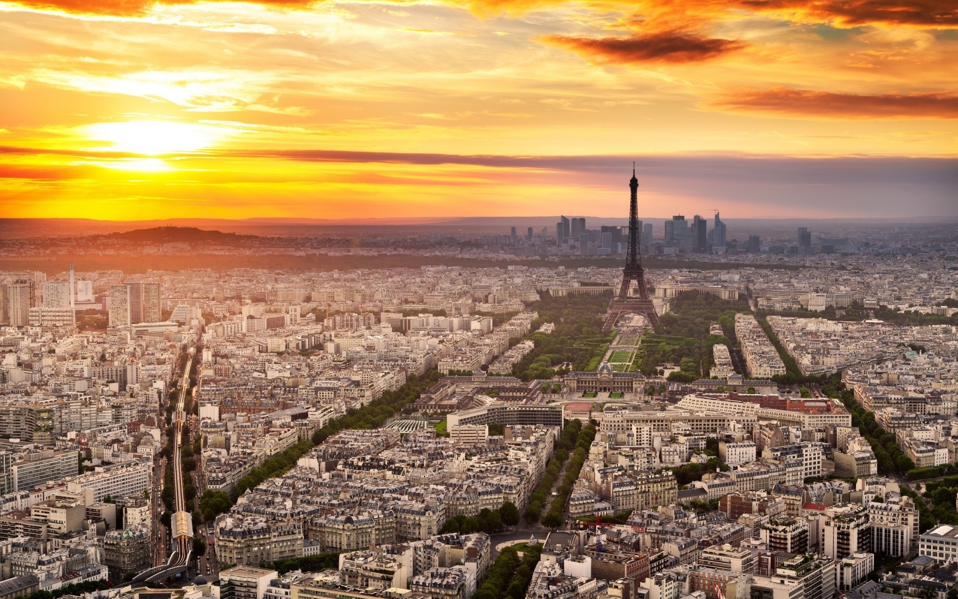 unset sky france eiffel tower paris town cloud