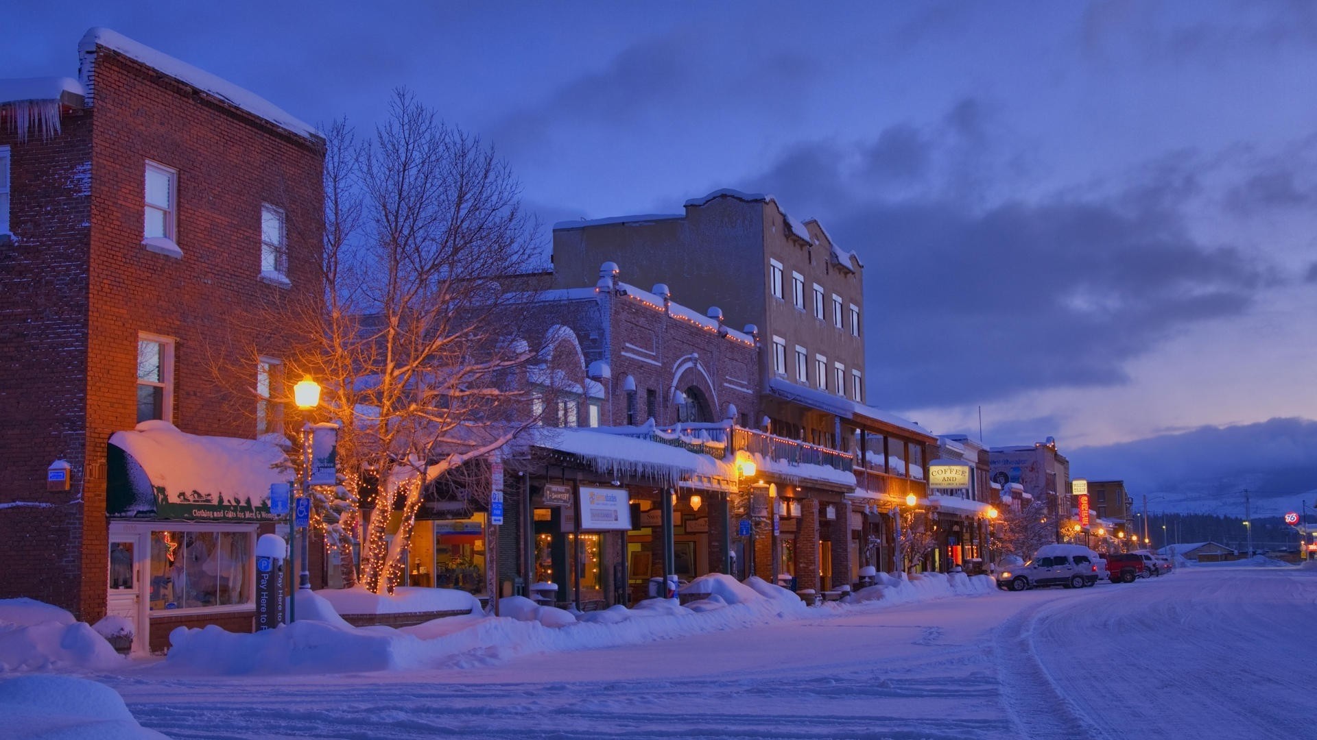 californie neige rue voiture nuit villes trucks hiver ville