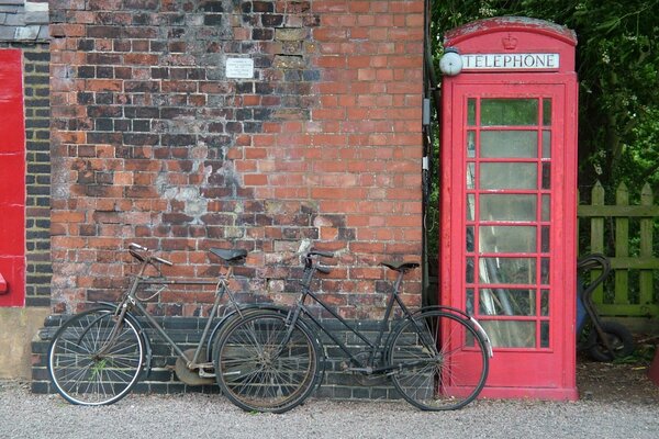 Telephone booth and bicycles in London