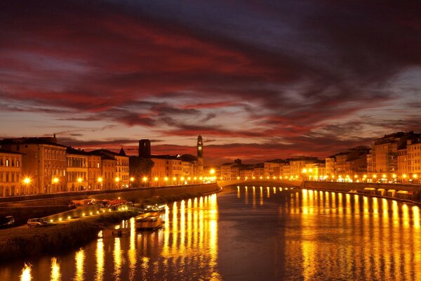 Lights of the night city in Venice