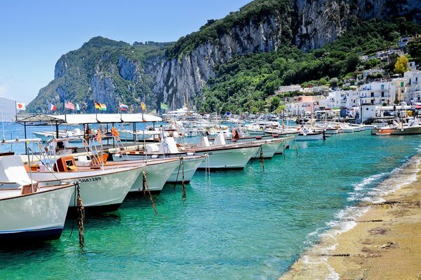 Italian island with boats and yachts