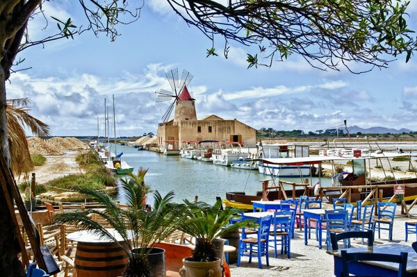 Sicily embankment mill in the distance