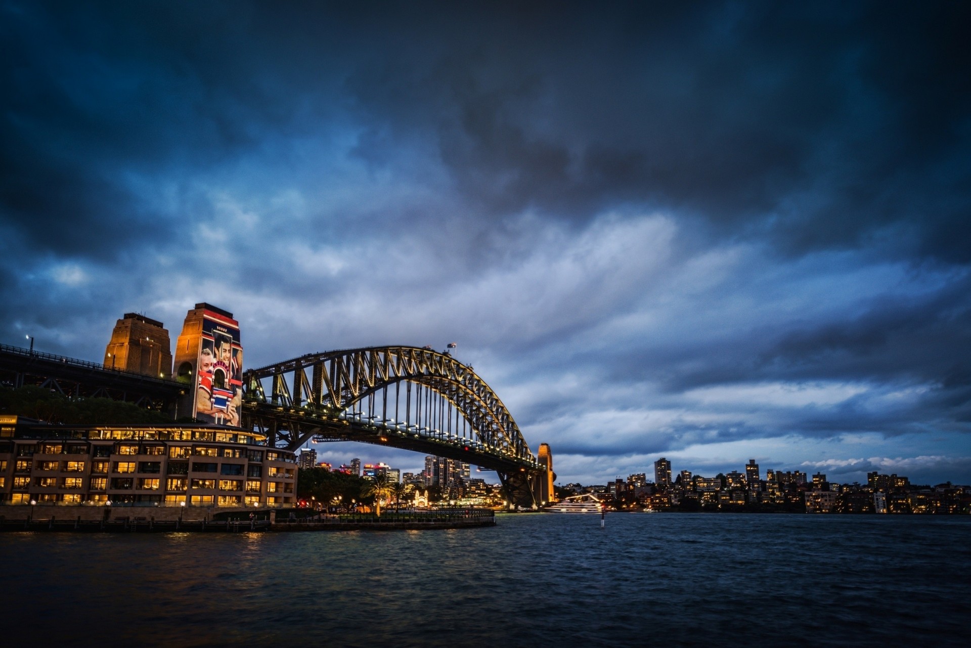 ciudad nocturna puente australia sydney puente del puerto