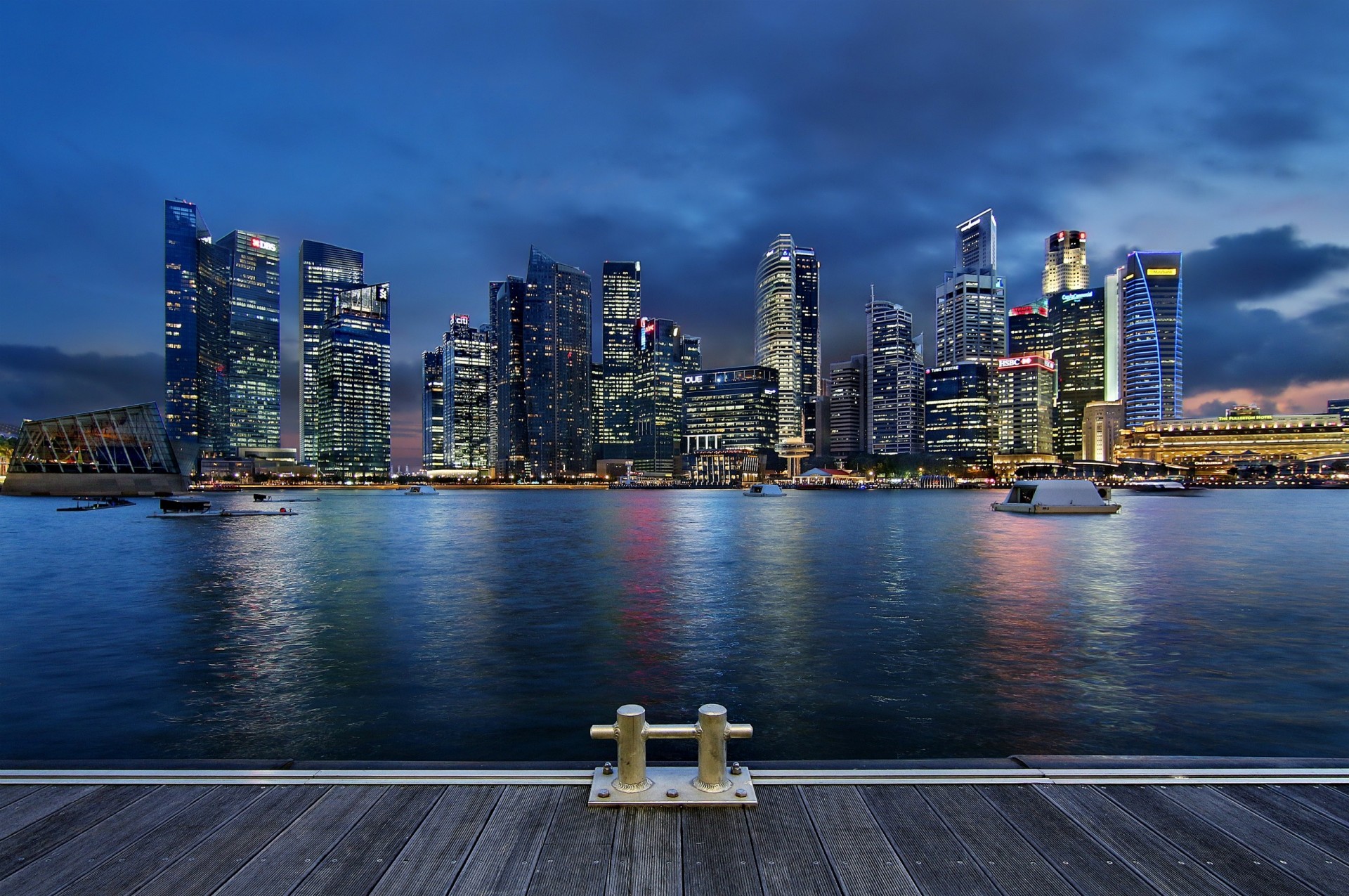 architektur nacht bäume singapur