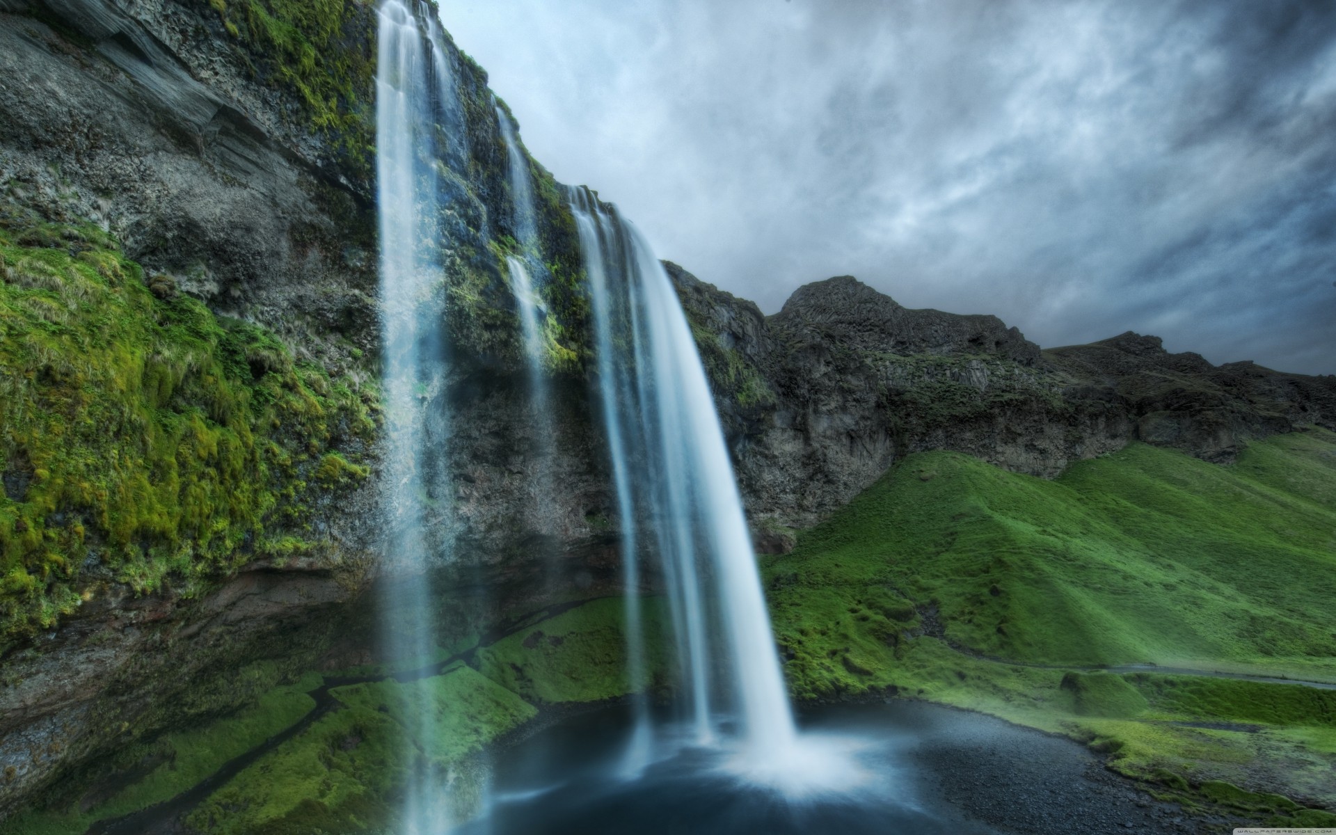 islande cascade nature collines montagne