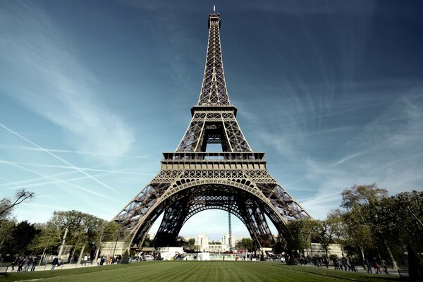 Paris Eiffel Tower view from below