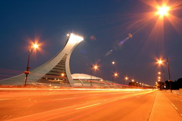 City road in the light of night lights