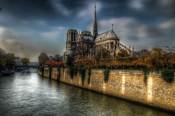 Mystical image of a castle on the river