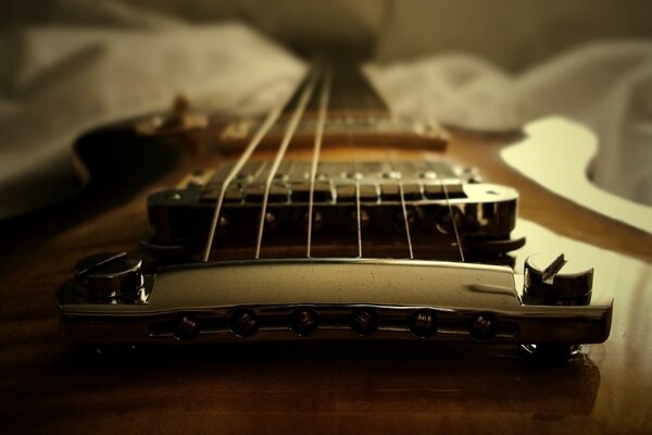 Guitar strings close up