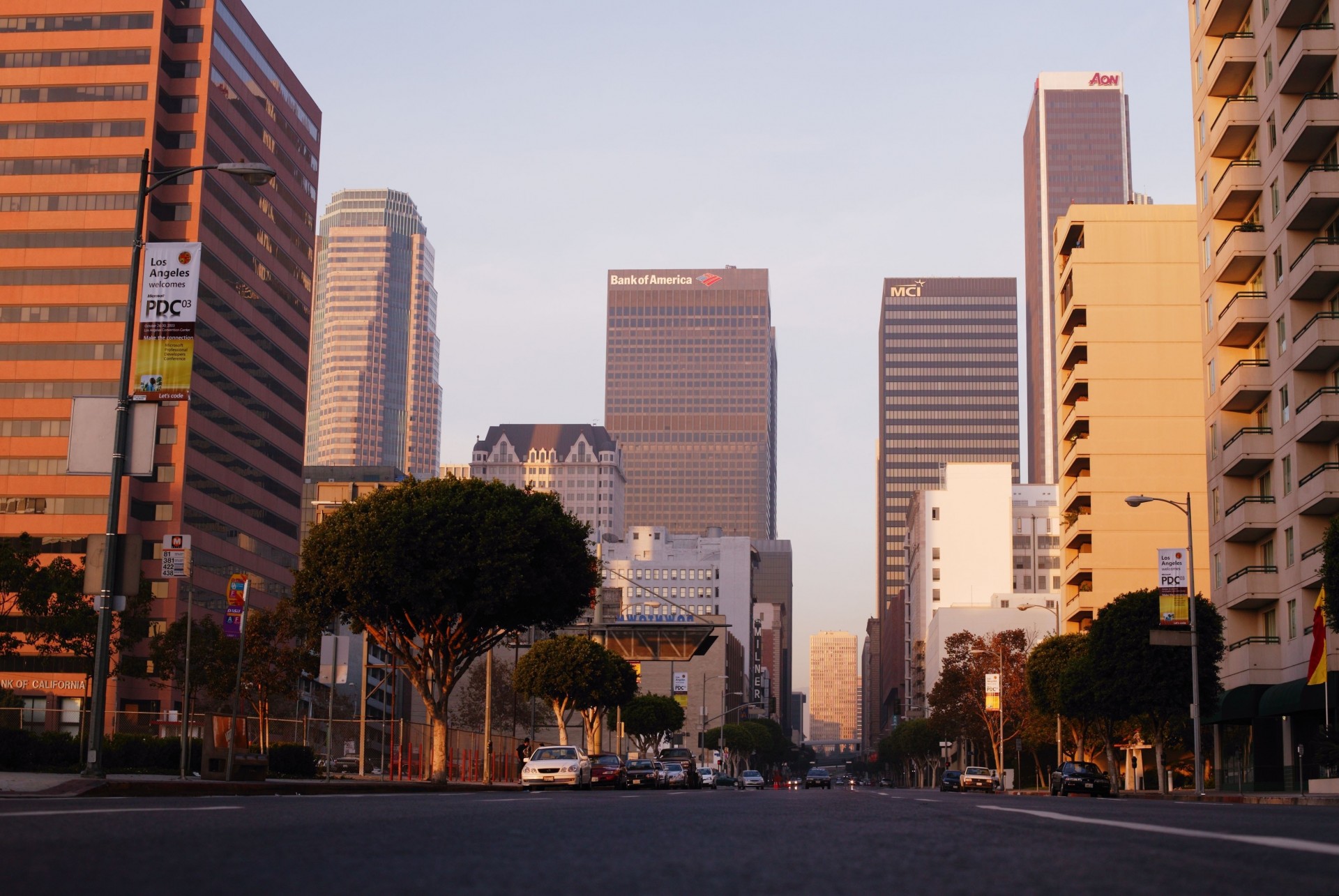 tramonto strada edificio stati uniti california