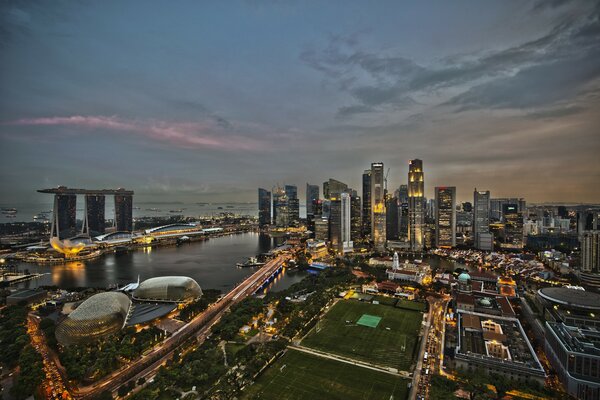 Beautiful view of Singapore evening