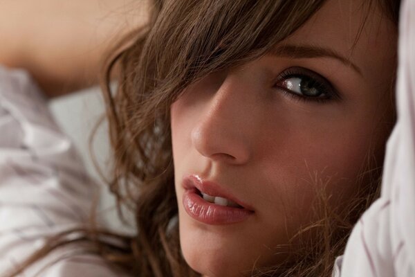 Beautiful brunette close-up