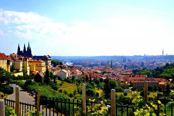 Vue panoramique sur les maisons de Prague