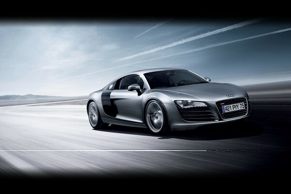 Silver Audi at high speed