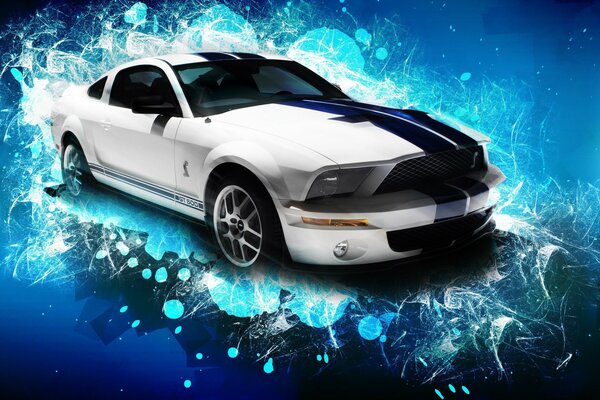 Gráficos shelby gt500 sobre fondo azul y azul