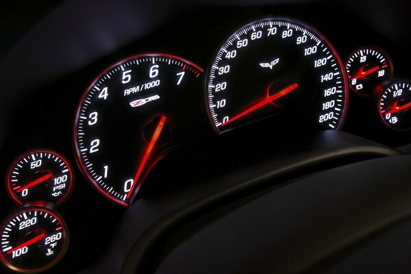 Dashboard with backlight in the car