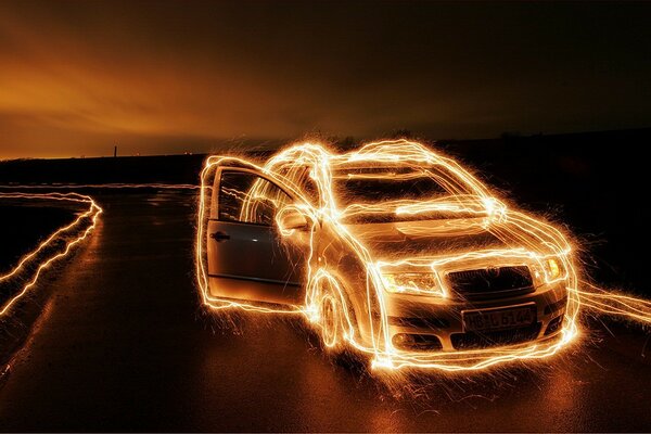 Cool car all on fire