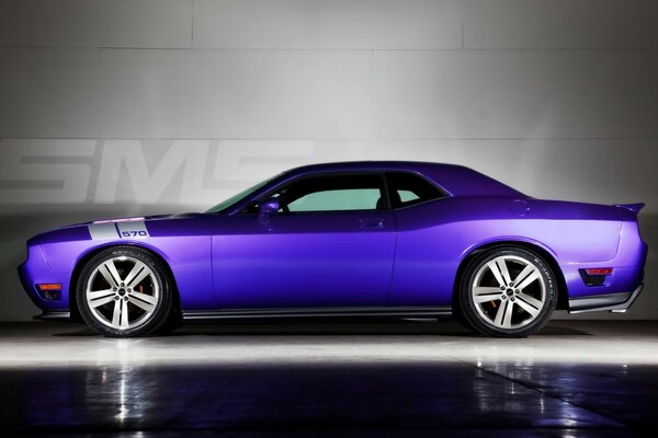 Blauer Dodge Challenger seitlich