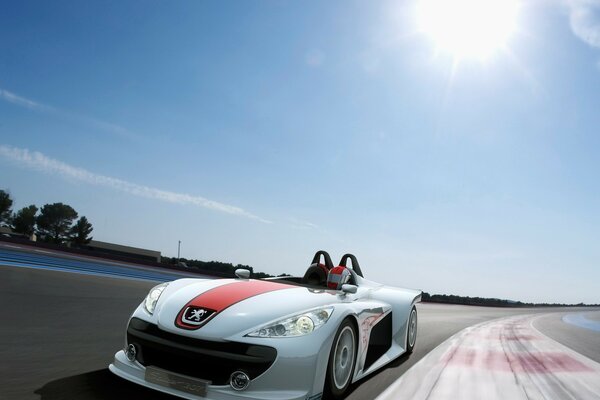 Peugeot race on a sunny track