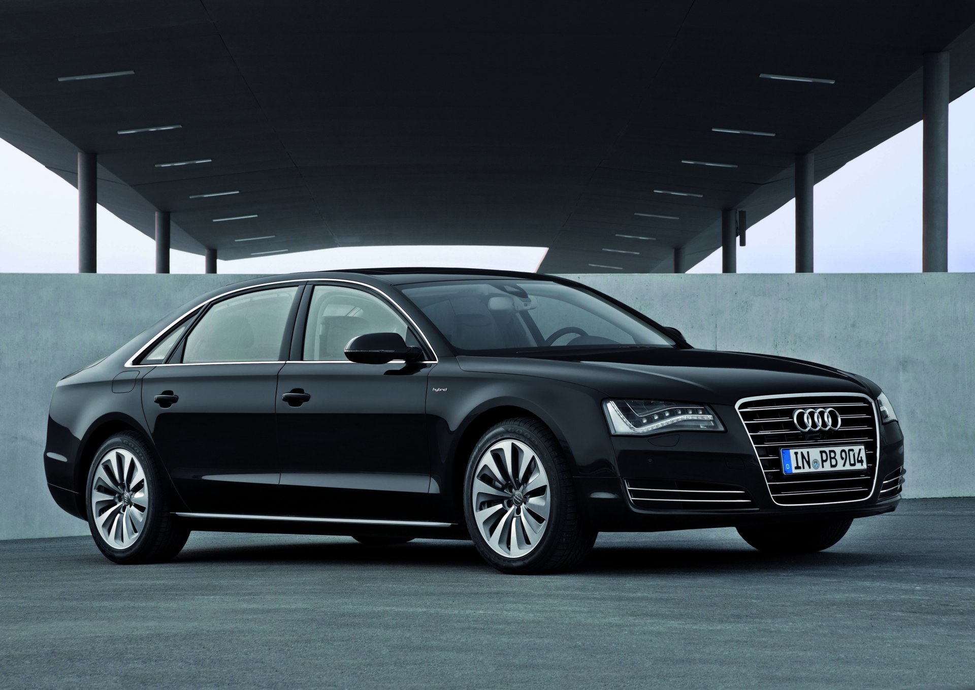 audi a8l black front sedan