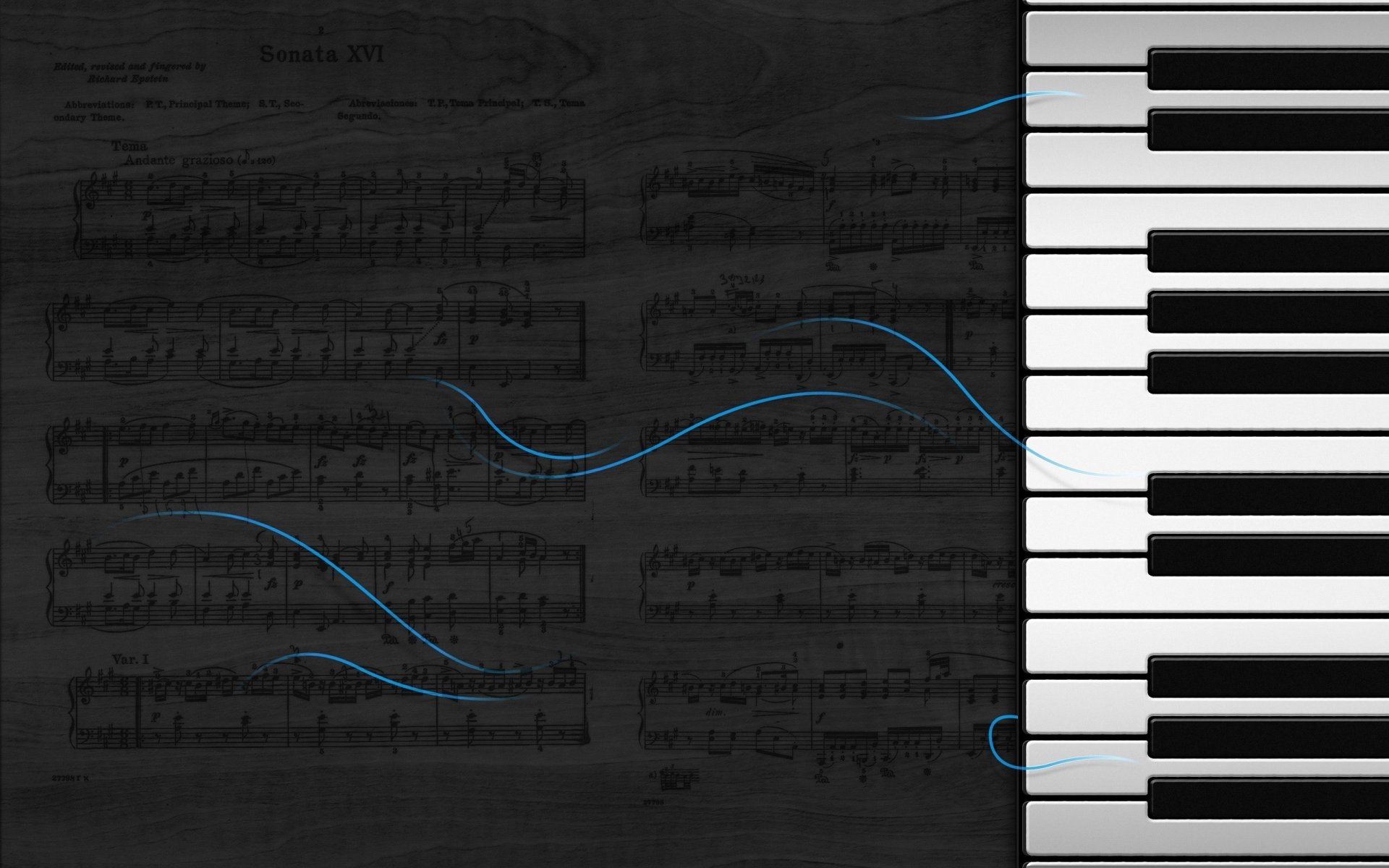 cintas azules notas teclas teclado