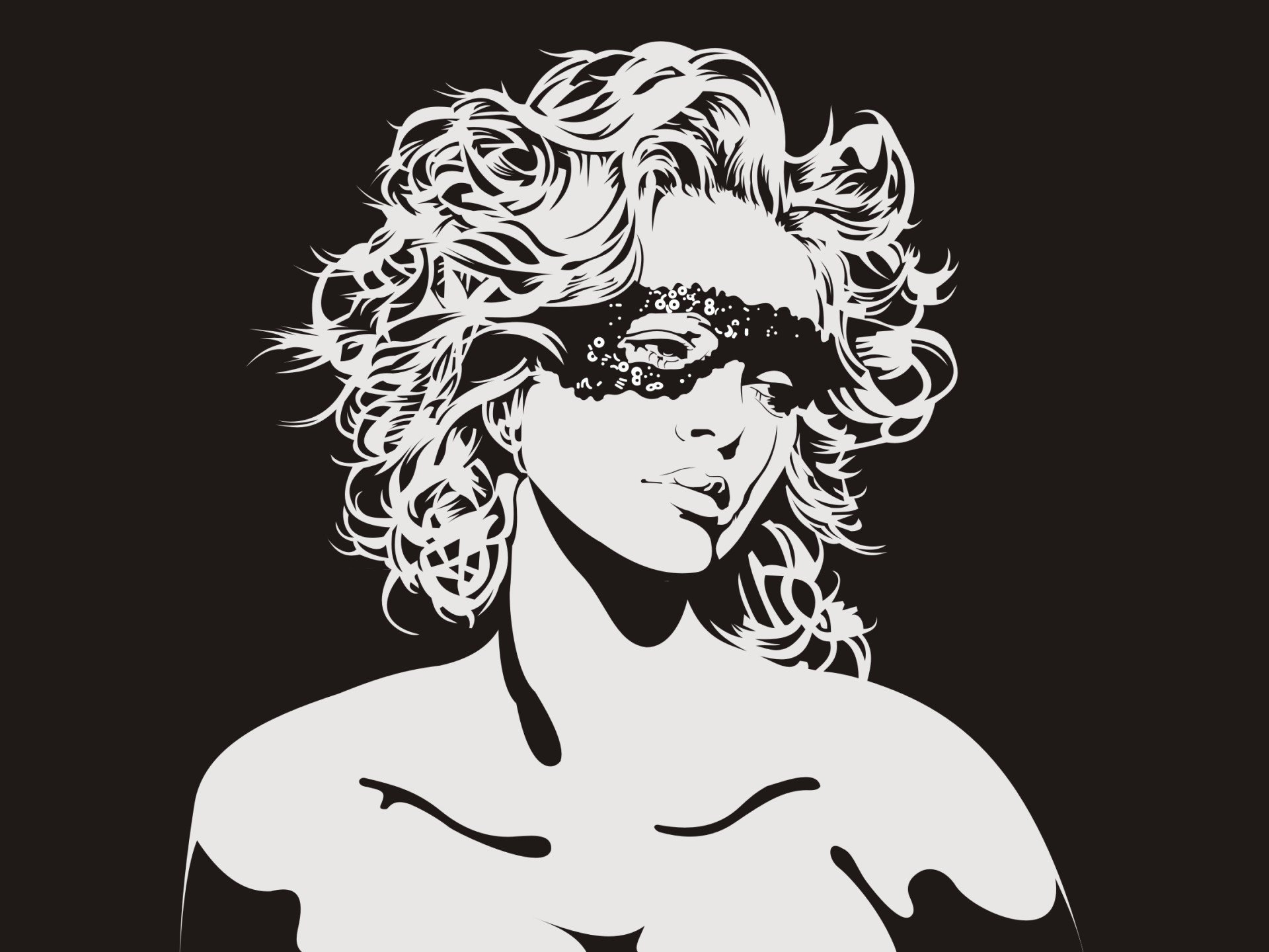 noir et blanc fille masque vue femmes