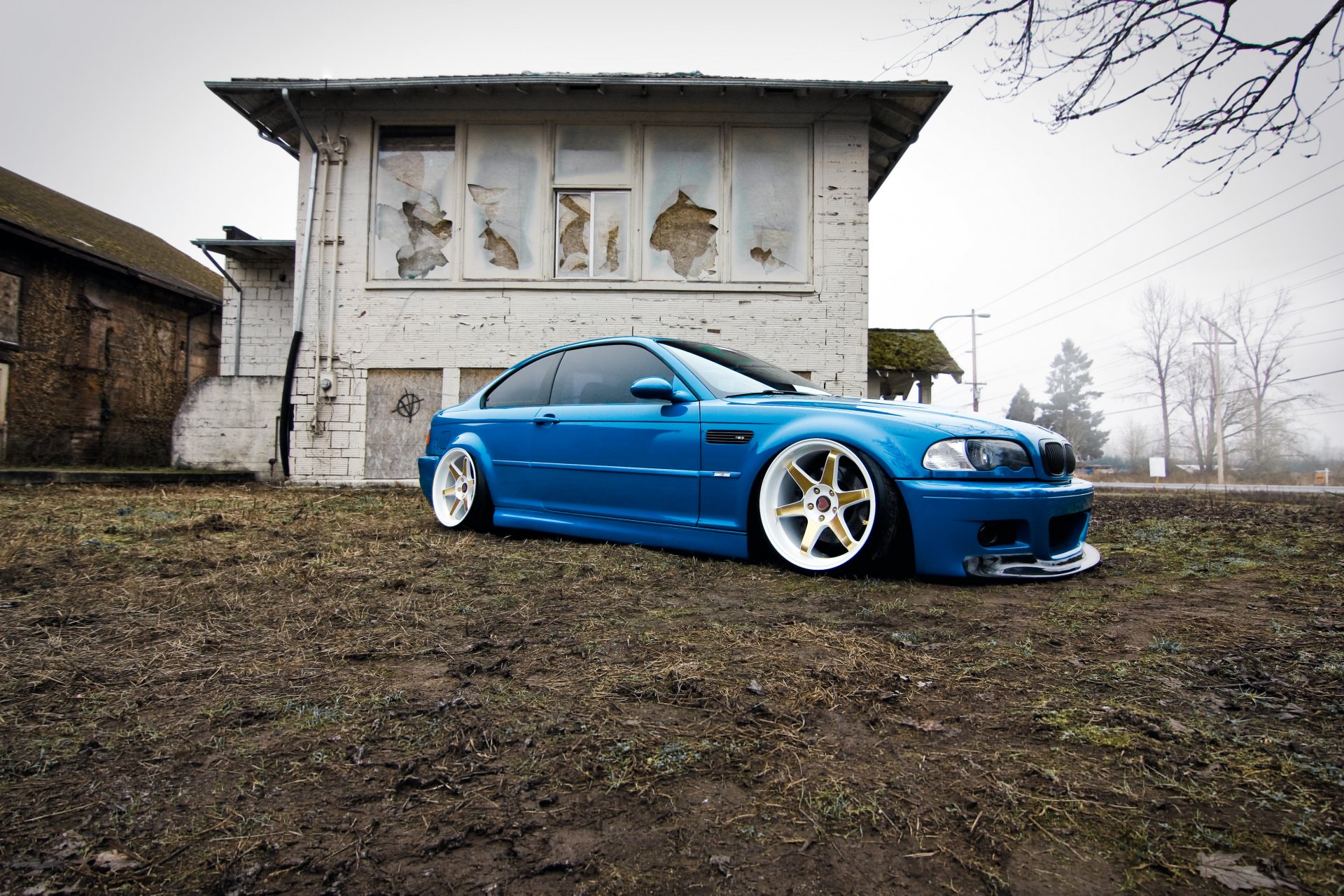 bmw e46 m3 bleu tuning roues