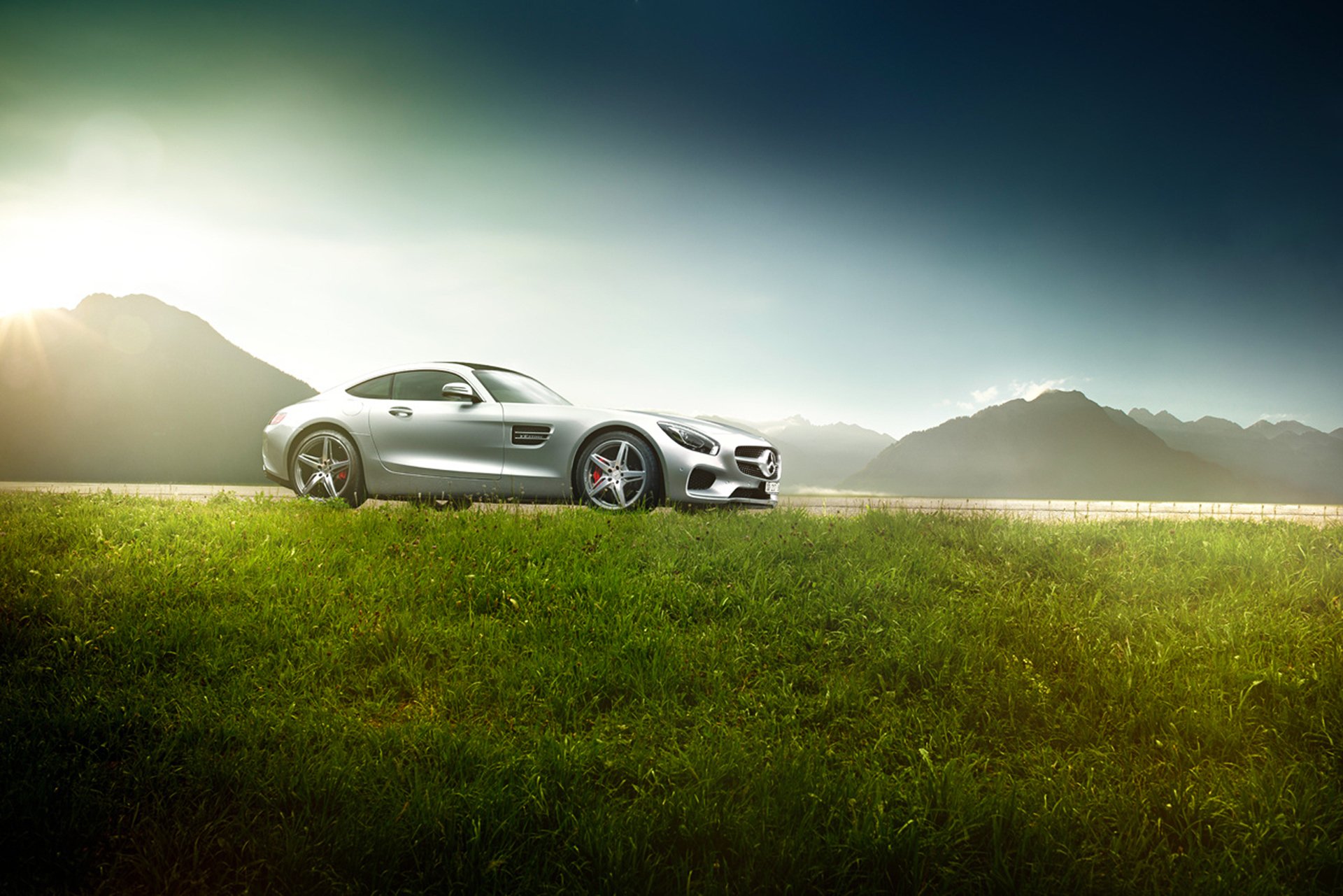 mercedes-benz amg gt s supercar exotic sun ligth gra