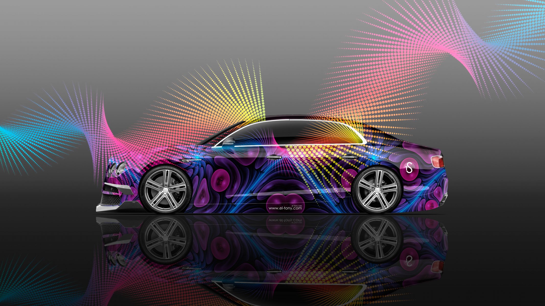 tony kohan bentley startech side super abstract wallpaper airbrush car el tony cars design art style photoshop multicolors black purple pink yellow bentley startech side view abstract time