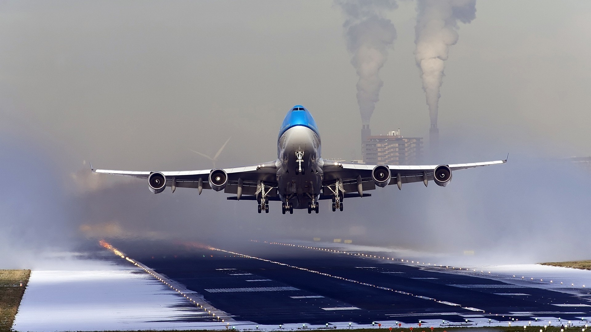 grey boeing plane road