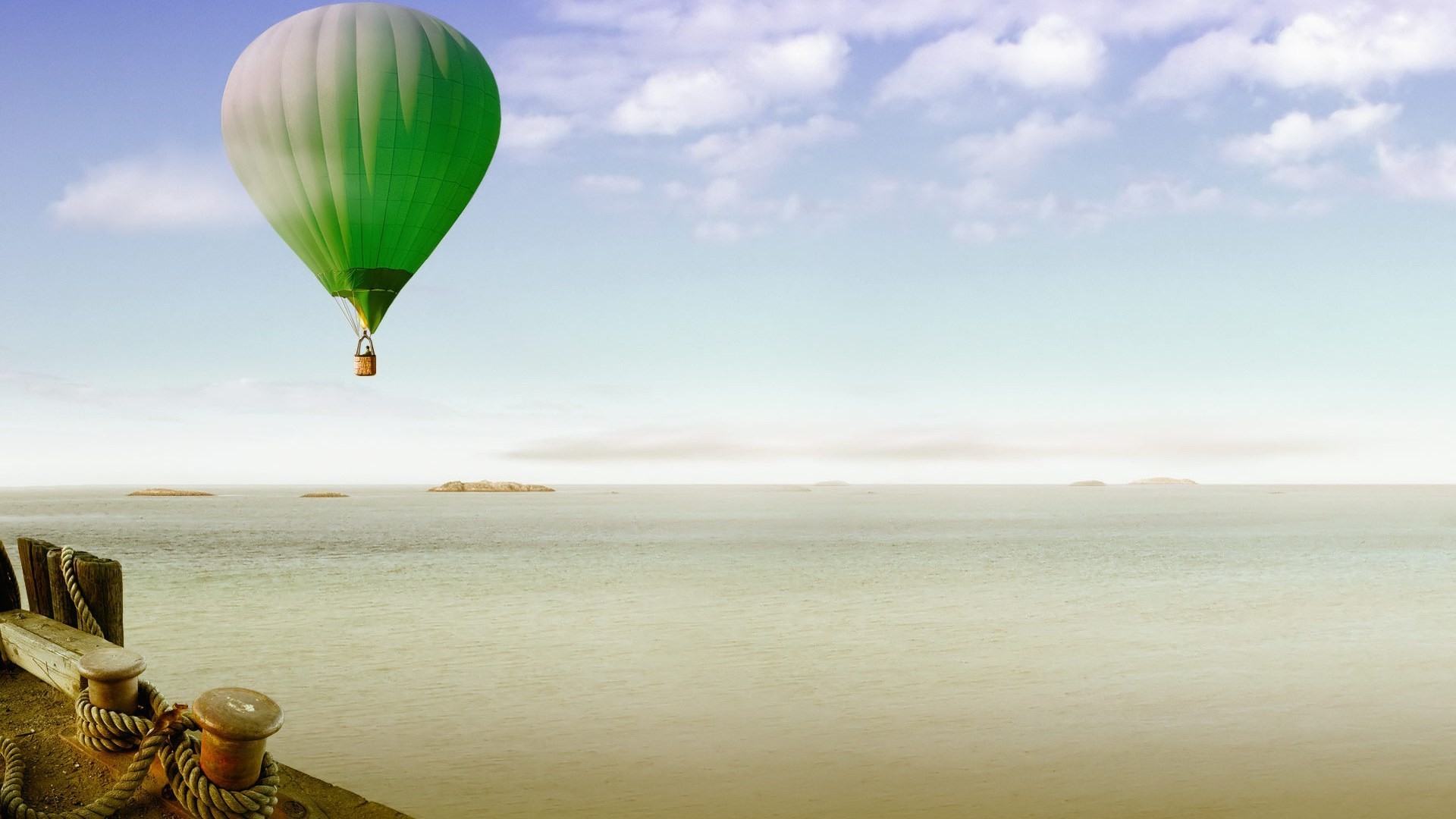 above the water beach aeronautics balloon