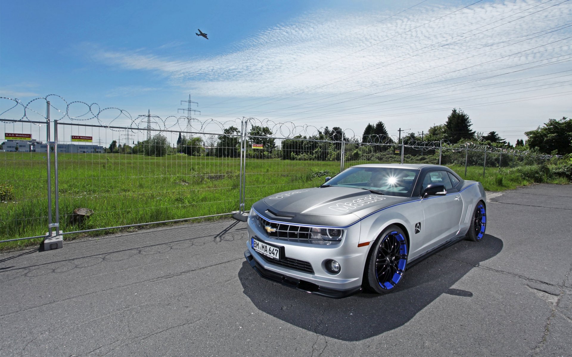 chevrolet camaro magnet car front grey sky plane cloud