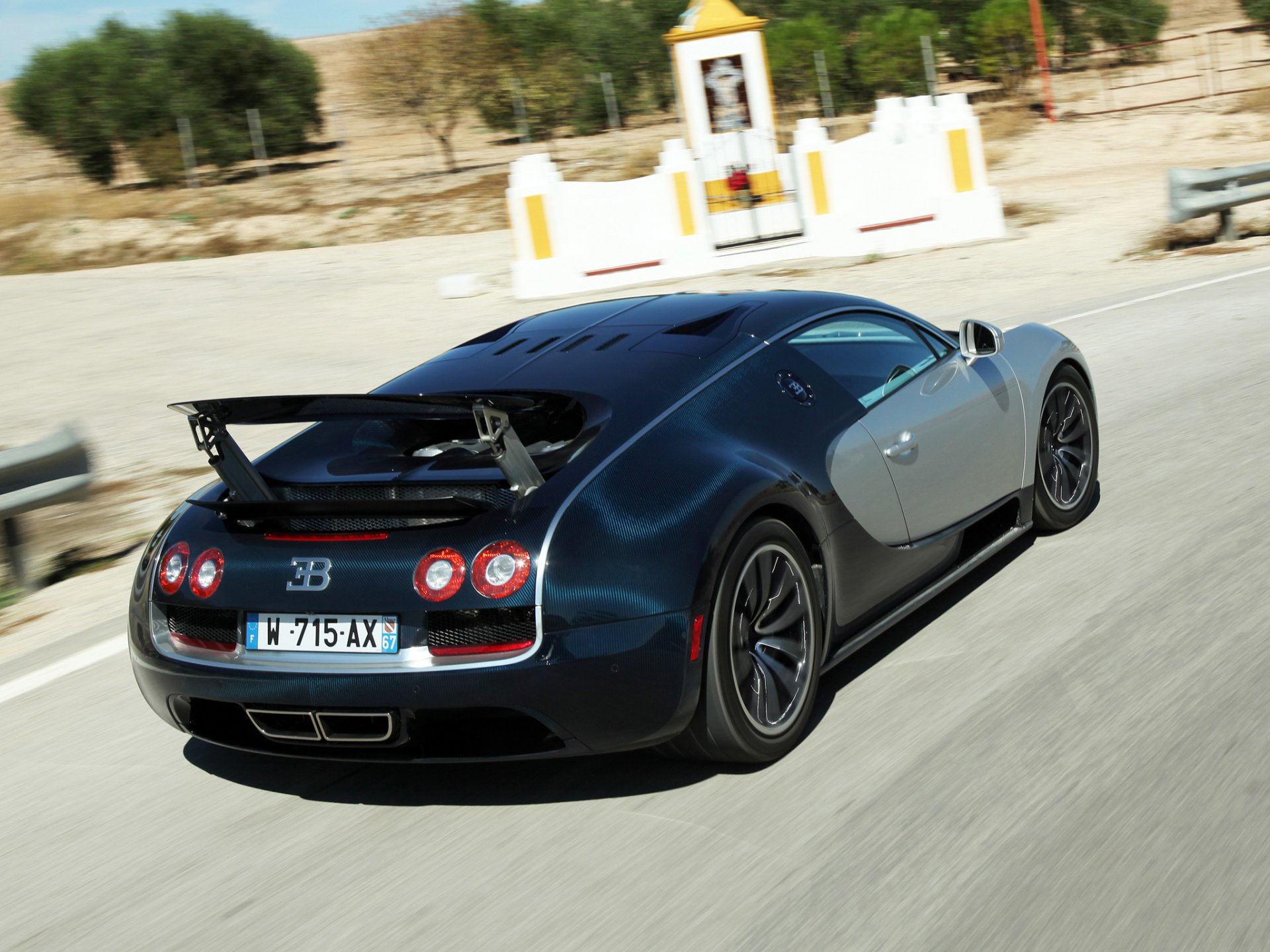 bugatti bugatti veyron 16.4 super sport velocidad camino trasero alerón