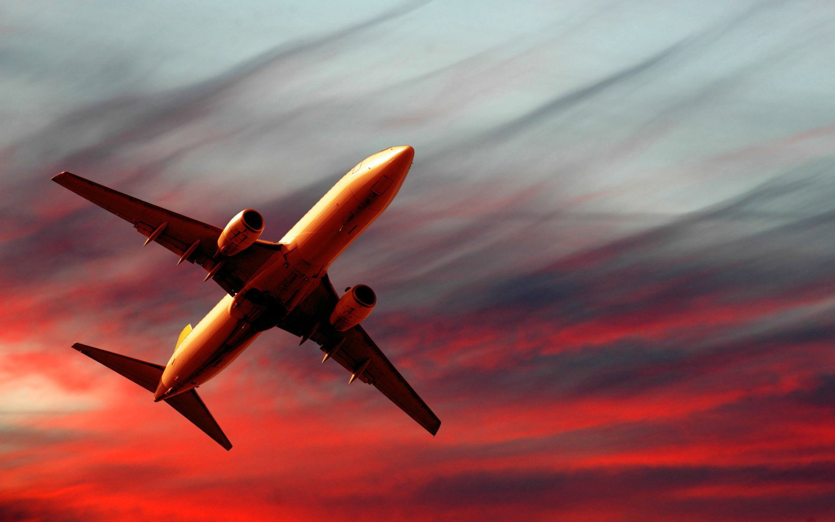 aereo passeggeri volo cielo rosso al tramonto al sole aerei aviazione civile aviazione trasporto trasporto aereo