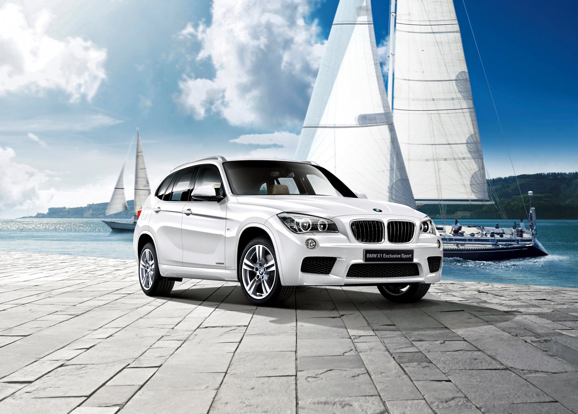 2012 bmw x1 e84 bmw crossover molo yacht riva lungomare molo cielo nuvole