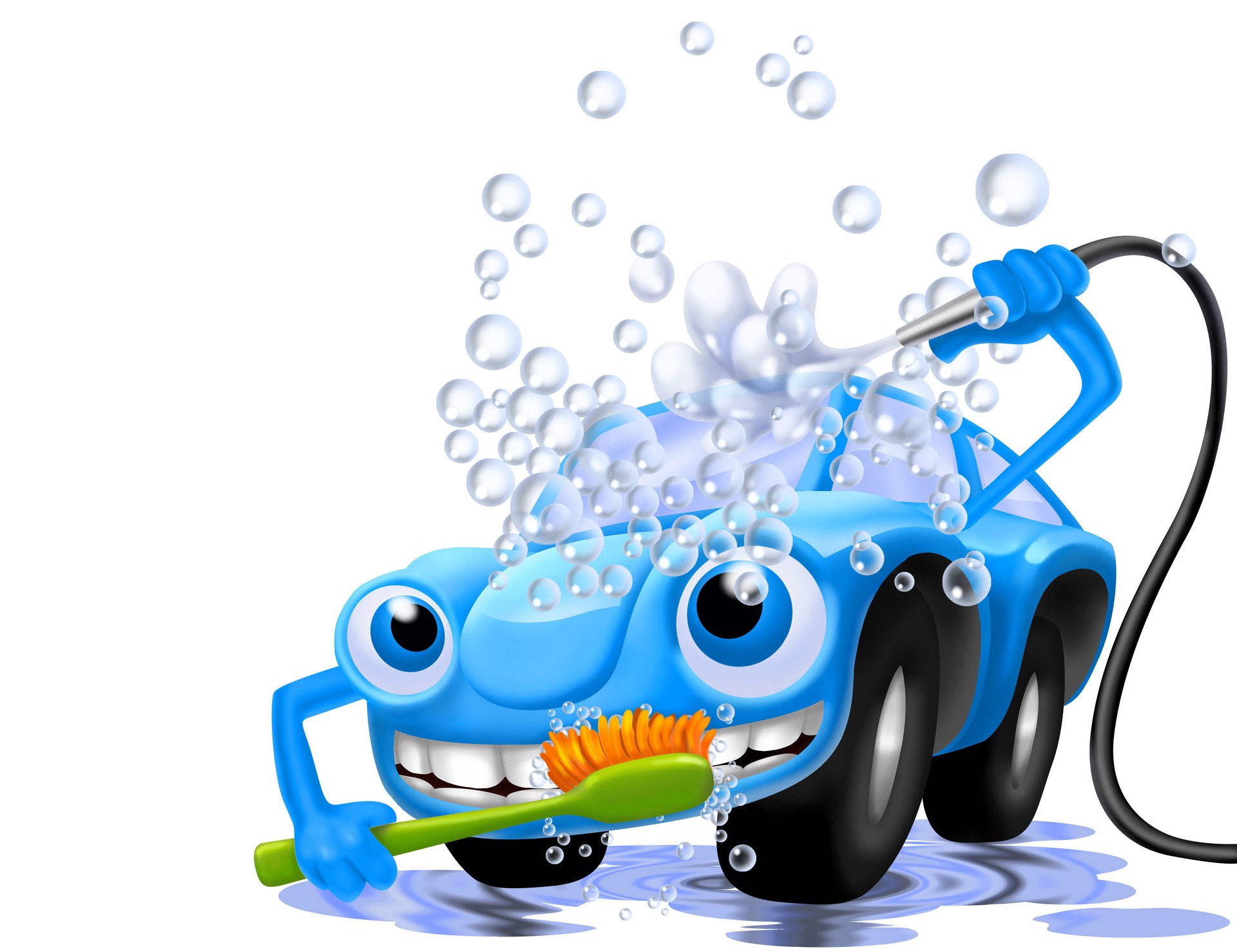 arte lavaggio auto auto blu auto lavaggio auto self-service acqua schiuma bolle spiritoso allegro carattere astrazione 3d carta da parati