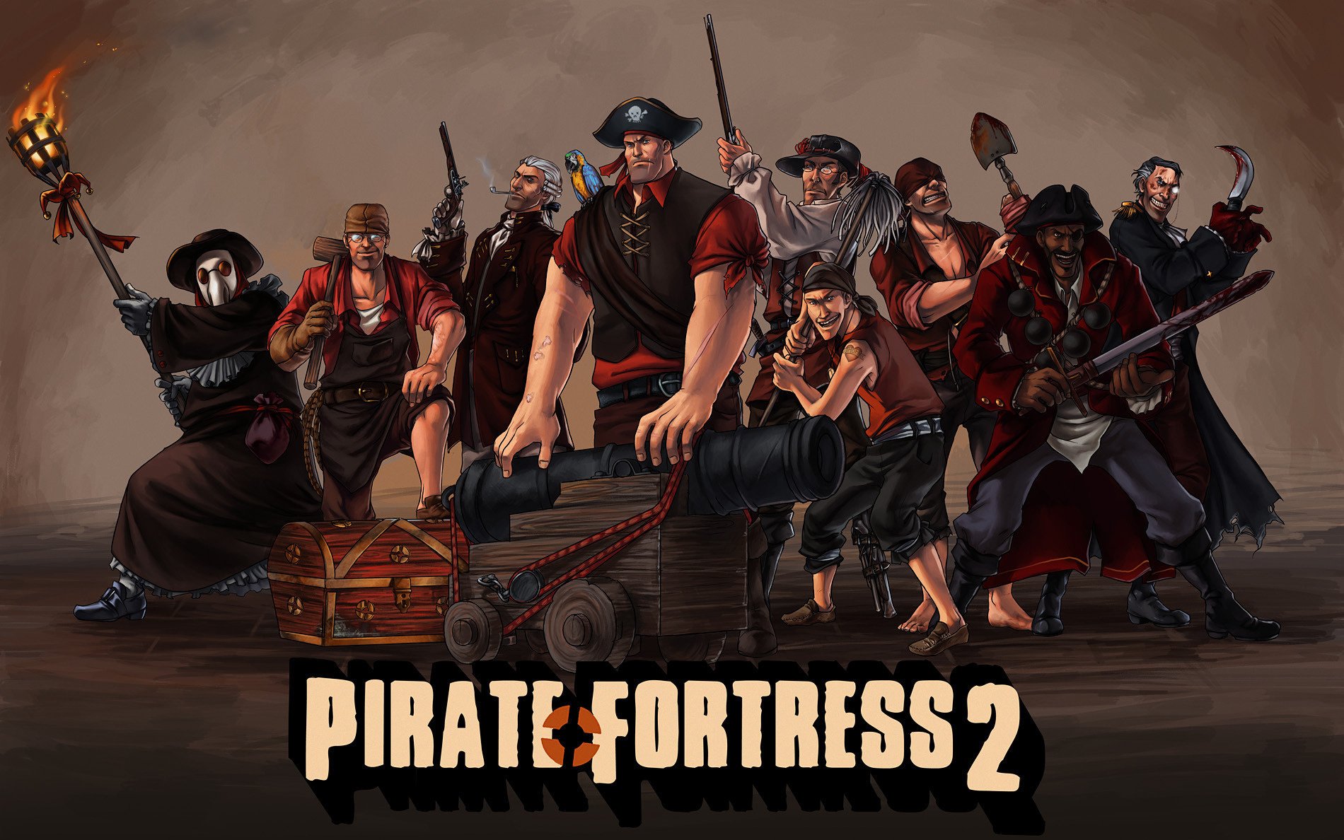 tf2 hommes guerriers méchants team fortress 2 pirates canon coffre dessin dessin animé héros dessins anime hommes